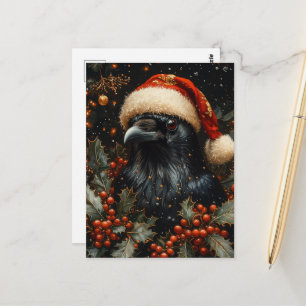 Feestelijke Zwarte Kerst Vogel Briefkaart
