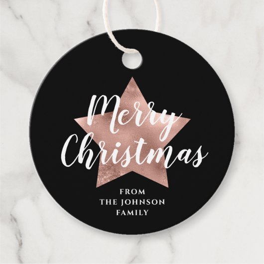 Feestelijke Zwarte Ster Vrolijk Kerstfeest Bedankjes Labels (Voorkant)