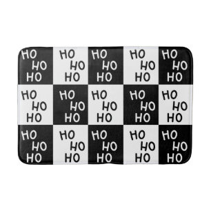 Feestelijke Zwarte Witte Ho Ho Slogan Kerstpatroon Badmat