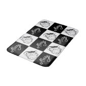 Feestelijke Zwarte Witte Vintage Kerstman Gezicht Badmat (Gekanteld)