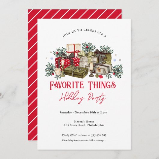 Feesten Favoriete Dingen Kaart (Voorkant / Achterkant)