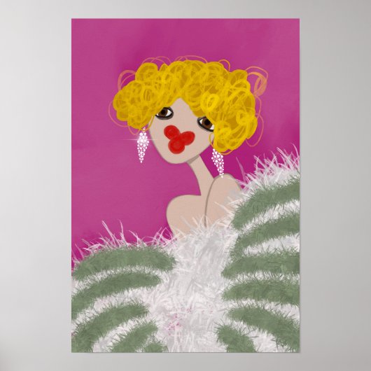 Feestend meisje dat roze glamour modekunst danst poster (Voorkant)