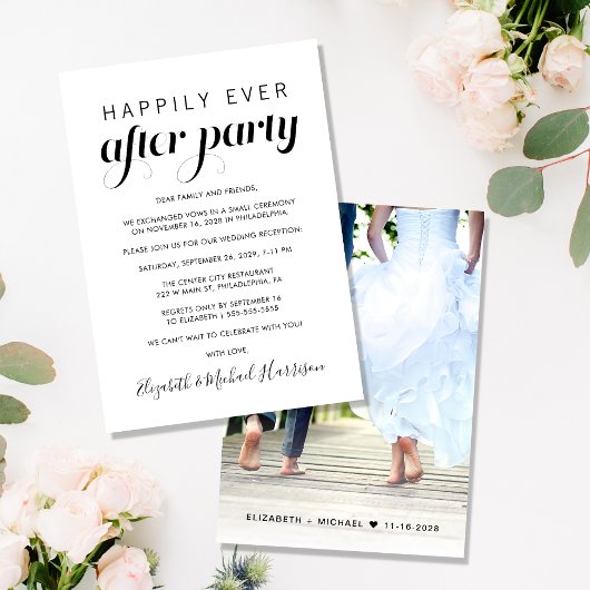 Feestfoto bruiloftsreceptie 'Happily Ever After' Aankondiging