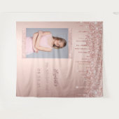 Feestfoto verjaardagsfeest roze gouden glitterspre wandkleed (Voorkant (horizontaal))