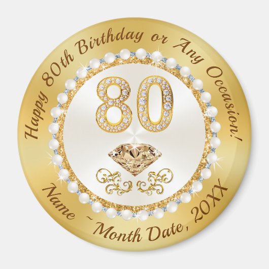 Feestgunsten voor 80e Verjaardag Ideeën, Goedkope Magneet (Voorkant)