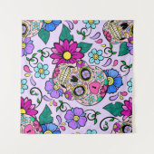 Feestieve achtergrond met suikerschedels, hart en  wandkleed (Voorkant (horizontaal))