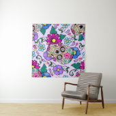 Feestieve achtergrond met suikerschedels, hart en  wandkleed (In Situ (horizontaal))