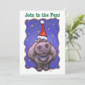 Feestive Hippopotamus-kerstfeest Kaart (Staand voorkant)