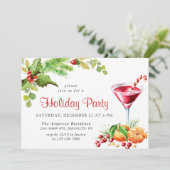 Feestive Holly Berry Wreath Holiday Kerstfeest Kaart (Staand voorkant)