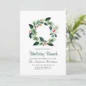 Feestive Holly Berry Wreath Holiday Kerstfeest Kaart (Staand voorkant)