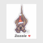 Feestive Hound Dog Kerstmis Sticker (Vel)