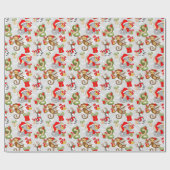 Feestive kerstfeest met Oerwoud Dieren Cadeaupapier (Vlak)