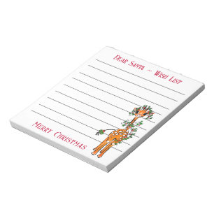 Feestive-kerstgiraf, wenslijstnotitie voor de kers notitieblok