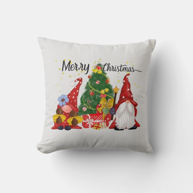 Feestive kerstgnomen Holiday Sierkussen (Voorkant)