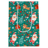 Feestive kerstkerstkerstman en rendier medium cadeauzakje (Achterkant)