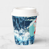 Feestive Kerstmis Surfing Santa Beach Papieren Bekers (Rechts)