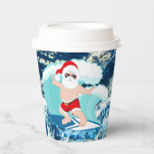 Feestive Kerstmis Surfing Santa Beach Papieren Bekers (Voorkant)