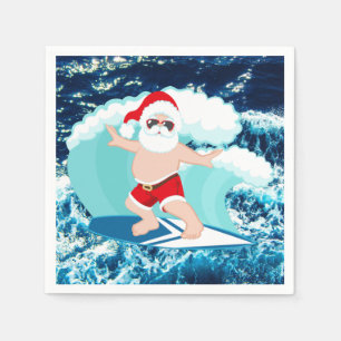 Feestive Kerstmis Surfing Santa Beach Servet