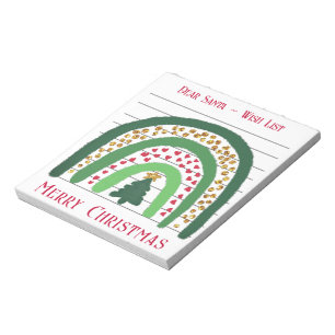 Feestive kerstregenboog, wensenlijst voor de kerst notitieblok