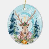 Feestive kerstrendiervakantieboom keramisch ornament (Links)