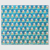 Feestive kerstsurfactie Santa Holiday Cadeaupapier (Vlak)