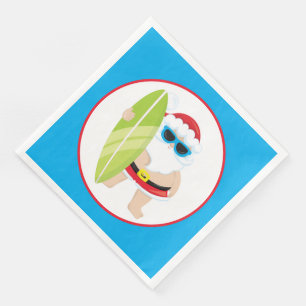 Feestive kerstsurfer Santa Holiday Servet