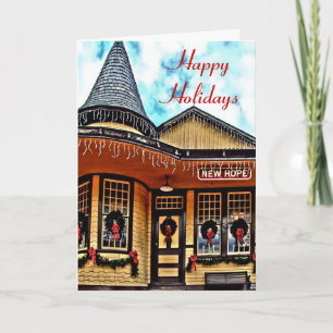 Feestive Railway Station Holiday Card Feestdagen Kaart