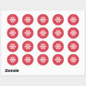 Feestive Red and White Snowflake Holiday Ronde Sticker (Vel)