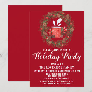 Feestive Red & Green Kerstmis Wreatay Party Kaart