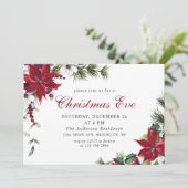 Feestive Red Poinsettia Holiday Kerstmis Kaart (Staand voorkant)