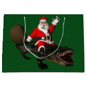 Feestive Santa Claus Riding an Alligator Large Cadeautasje (Voorkant)
