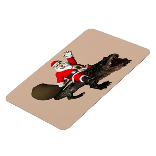 Feestive Santa Claus Riding an Alligator Magneet (Linkerzijde)
