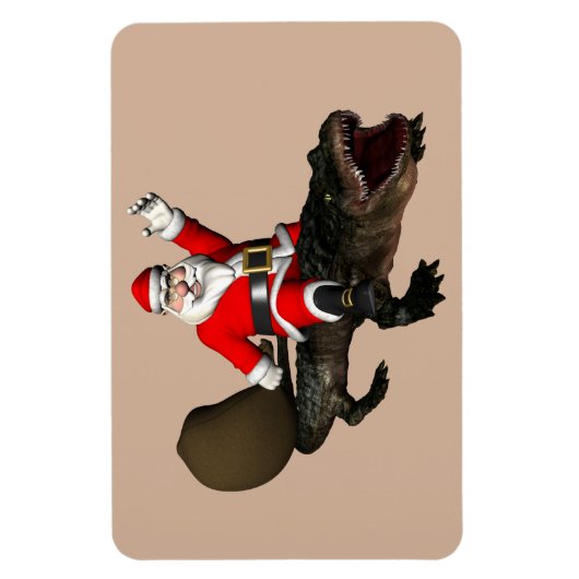 Feestive Santa Claus Riding an Alligator Magneet (Verticaal)