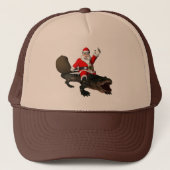 Feestive Santa Claus Riding an Alligator Trucker Pet (Voorkant)