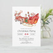 Feestive Santa Claus Sleigh Holiday Kerstparty Kaart (Staand voorkant)