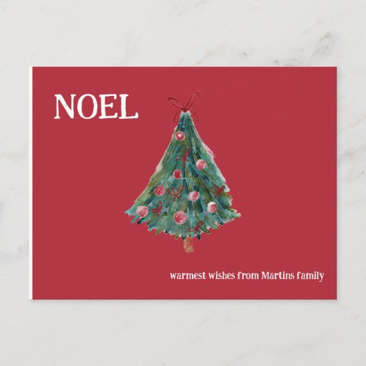 Feestive Waterverf kerstboom Briefkaart (Voorkant)