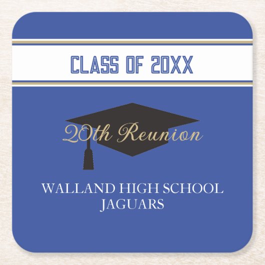 Feestje! CUSTOM Class Reunion Vierkante Kartonnen Onderzetter (Voorkant)