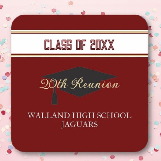 Feestje! CUSTOM Class Reunion Vierkante Kartonnen Onderzetter