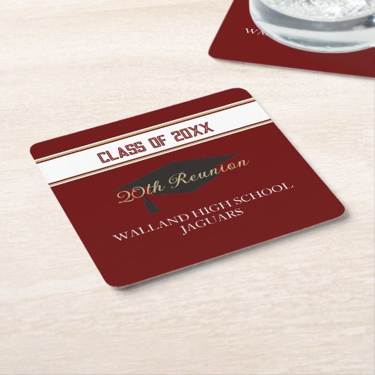Feestje! CUSTOM Class Reunion Vierkante Kartonnen Onderzetter (Schuin)