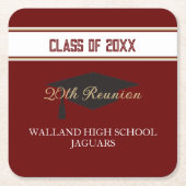 Feestje! CUSTOM Class Reunion Vierkante Kartonnen Onderzetter (Voorkant)