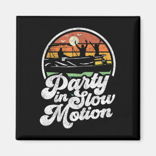 Feestje in slow motion retro grappige pontonboot b magneet