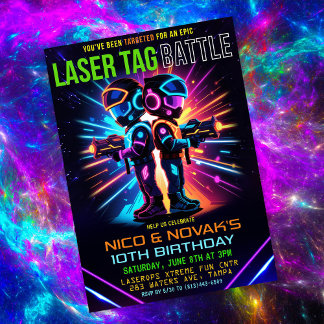 Feestje laser tag jongen verjaardag kaart