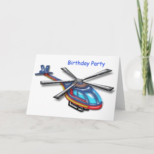Feestje met vliegende helikopter verjaardag bedankkaart (Voorkant)