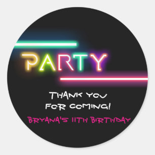 FEESTJE Neon Glow Zwart Verjaardag Favoriet Feest Ronde Sticker