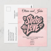 Feestje ter ere van de verloving - Deel de Liefde. Briefkaart (Voorkant / Achterkant)