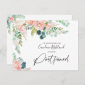 Feestje Uitgesteld Datum Blush Pink Floral Aankondigingskaart (Voorkant / Achterkant)