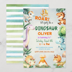 Feestje voor een schattige jongen, als een dinosau kaart
