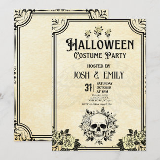 Feestje voor volwassenen met vintage Halloween-kos Kaart