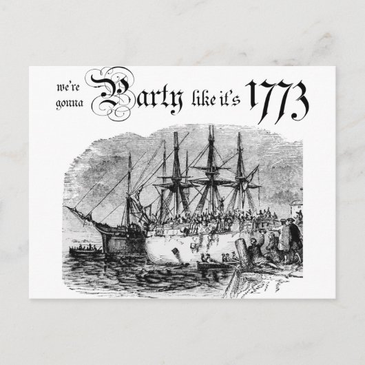 Feestje zoals het is 1773 briefkaart (Voorkant)