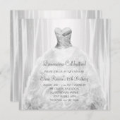 Feestjurk Witte Quinceanera Uitnodigingen (Voorkant / Achterkant)